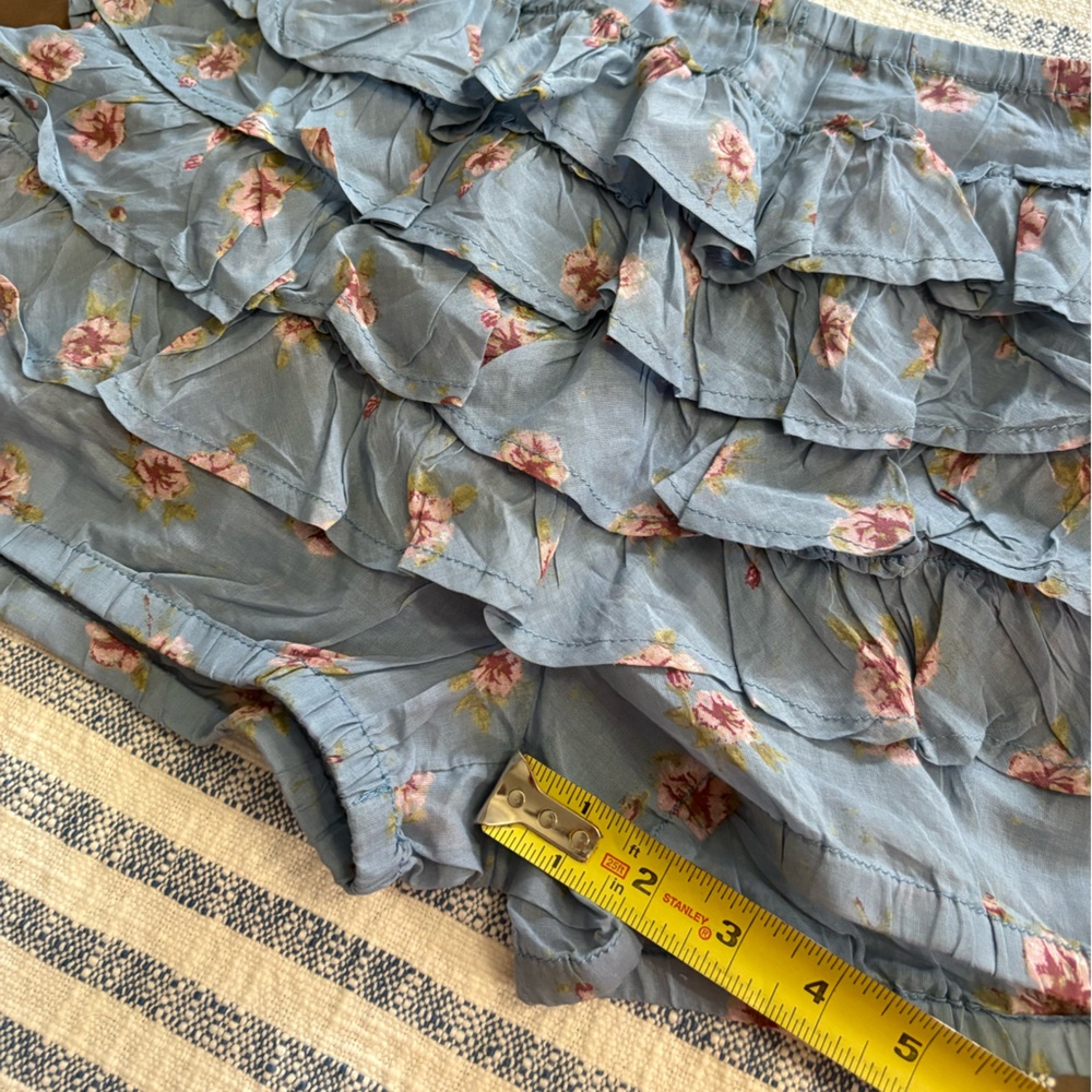 Free People Light Blue Floral Ruffle Shorts - Picture 6 of 7